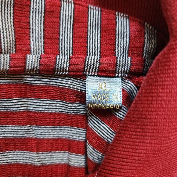 Descente International Collection Golf Polo Mens Size XL Red Gray Striped Vtg - Picture 6 of 8